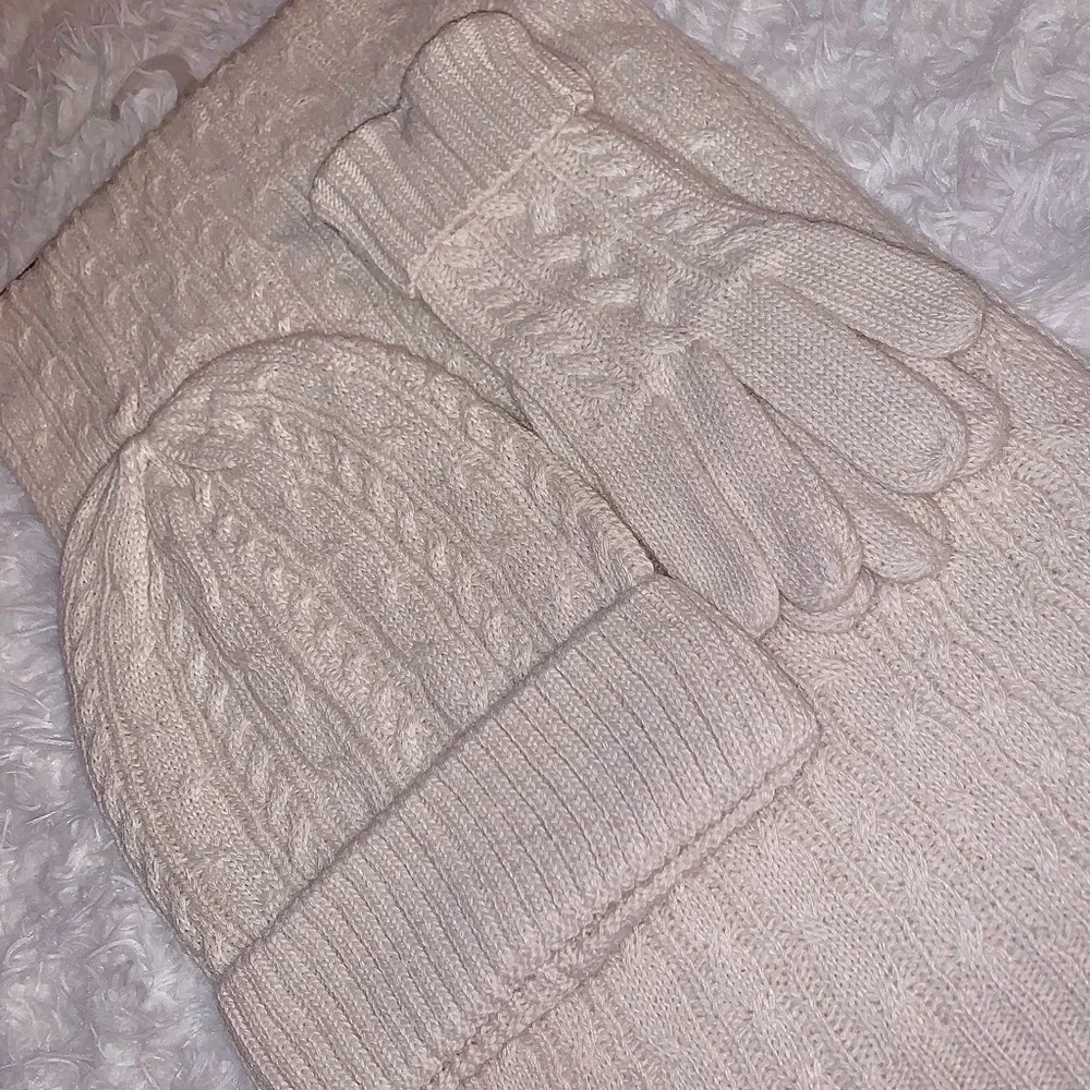 ✨White Scarf knitting wool Set Cold Weather Hat and scarves sets for women✨ - Picture 5 of 9